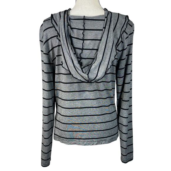 Christopher & Banks Large Jacket Zip-Up Striped Hooded Lightweight Long Sleeves - Picture 4 of 9